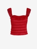 Knot Velvet Topstitching Tank Top L Red