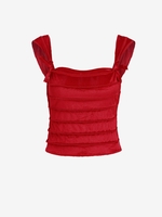Knot Velvet Topstitching Tank Top L Red