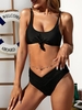 Knotted Crossover Crinkle Bikini Swimwear Black