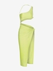 Knotted Cut Out One Shoulder Thigh High Slit Dress L Light green