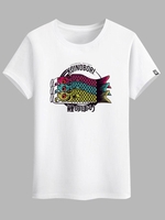 Koinobori Japanese Graphic Print Basic T-shirt S White