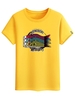 Koinobori Japanese Graphic Print Basic T-shirt S Yellow