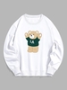 LA Cartoon Bear Graphic Pullover Sweatshirt Xxl White