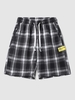 Label Design Drawstring Plaid Shorts Xl Black