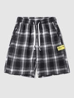 Label Design Drawstring Plaid Shorts Xl Black