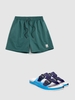 Label Design Drawstring Shorts With Colorblock Summer Sandals Deep green