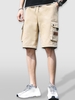Label Design Multi-pocket Drawstring Cargo Shorts L Light khaki