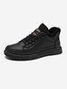 Label Patch Design Lace-up Front Solid Color Casual Shoes
