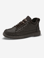 Label Patch Design Lace-up Front Solid Color Casual Shoes
