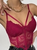 Lace Boned Detail Strappy Bralette Lingerie Bra M Deep red