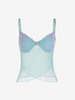 Lace Colorblock Cupped Tank Top M Light blue
