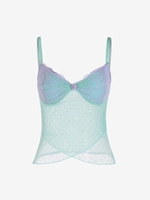 Lace Colorblock Cupped Tank Top M Light blue