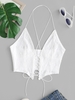 Lace Corset-style Lace Up Crop Top M White