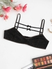 Lace Cutout Sheer Crop Cami Bralette Top L Black
