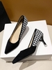 Lace Decor Houndstooth Pointed Toe Pumps