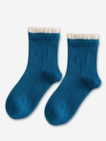 Lace Edge Ribbed Quarter Socks