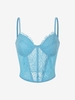 Lace Eyelash Sheer Cami Bralette Top L Light blue