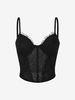 Lace Eyelash Sheer Cami Bralette Top M Black