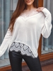 Lace Eyelash Sheer Drop Shoulder Sweater White