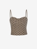 Lace Flocking Polka Dot Cupped Camisole L Light coffee
