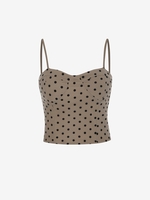 Lace Flocking Polka Dot Cupped Camisole Xl Light coffee