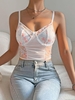 Lace Floral Embroidered Underwire Crop Camisole M White