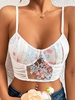 Lace Flower Embroidered Underwire Crop Camisole S White