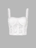 Lace Frilled Hook Back Crop Tank Top M White