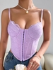 Lace Hook Front Underwire Corset Camisole Xs Light purple