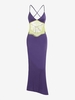 Lace Insert Backless Mermaid Dress M Purple