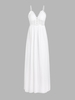 Lace Insert Backless Sequined Maxi Dress L White