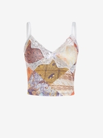 Lace Insert Bowknot Crop Camisole M