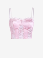 Lace Insert Crop Corset Camisole L Light pink