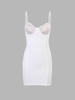 Lace Insert Cups Knitted Bodycon Dress M White