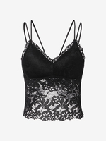 Lace Insert Dual Strap Padded Camisole Black