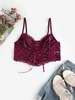 Lace Insert Lace-up Underwire Lingerie Bra S Deep red