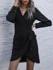 Lace Insert Mini Wrap Dress S Black