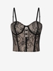 Lace Insert Mock Button Padded Bustier Camisole S Black