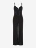 Lace Insert Padded Wide Leg Jumpsuit S Black