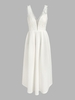 Lace Insert Plunging Pocket Dress S White