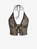 Lace Insert Slit Halter Tank Top M Black