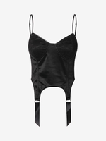 Lace Insert Stirrup Detail Camisole L Black