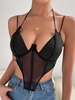Lace Insert Underwire Corset Top S Black