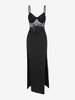 Lace Insert Underwire Thigh Split Maxi Dress M Black