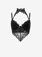 Lace Insert Velvet Insert Bowknot Choker Bralette Top M Black