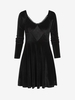 Lace Insert Velvet Skater Dress S Black
