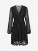 Lace Mini Surplice Dress S Black
