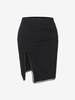 Lace Open Side Solid Color Bodycon Skirt S Black