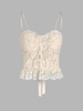 Lace Overlay Padded Lace Up Crop Camisole S Light coffee
