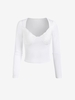 Lace Panel Long Sleeve Jersey Tee S White